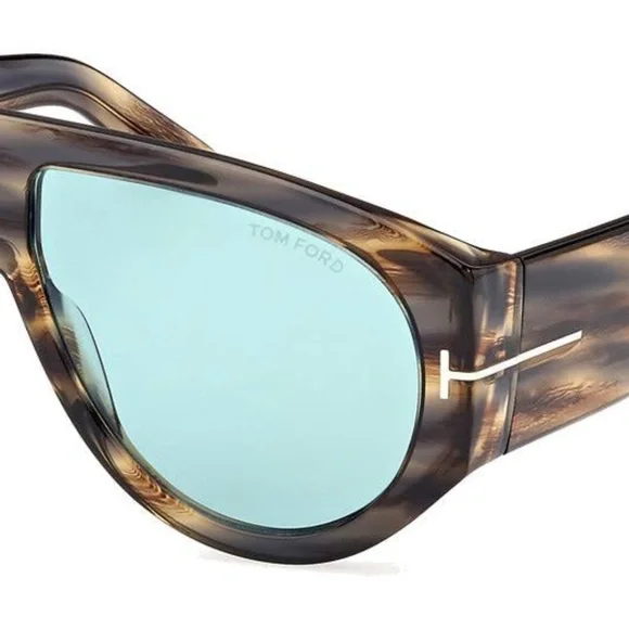 Tom Ford BRONSON Striped Brown Blue Sunglasses 60mm NWT - Picture 7 of 10